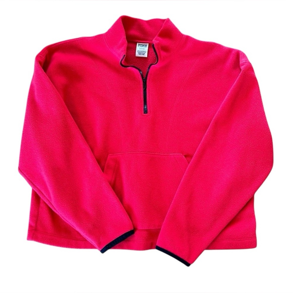 PINK by Victoria's Secret cropped fleece 1/4 zip, red color, teen, cozy